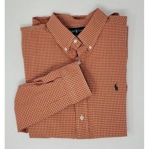 POLO RALPH LAUREN BURNT ORANGE PLAID LONG SLEEVE BUTTON DOWN SHIRT MEN XXL